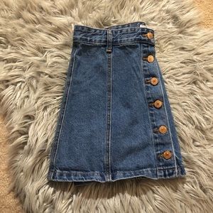 Medium Wash Button-Up Denim Skirt